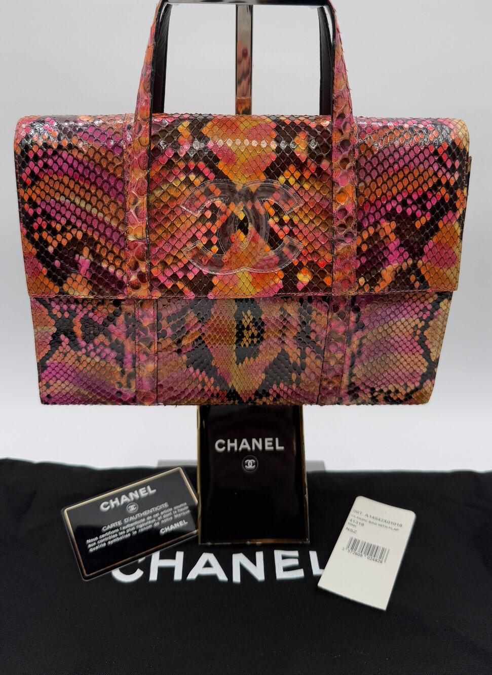Chanel Multicolor Python Mini CC Flap Tote Silver Hardware, 1997-1999